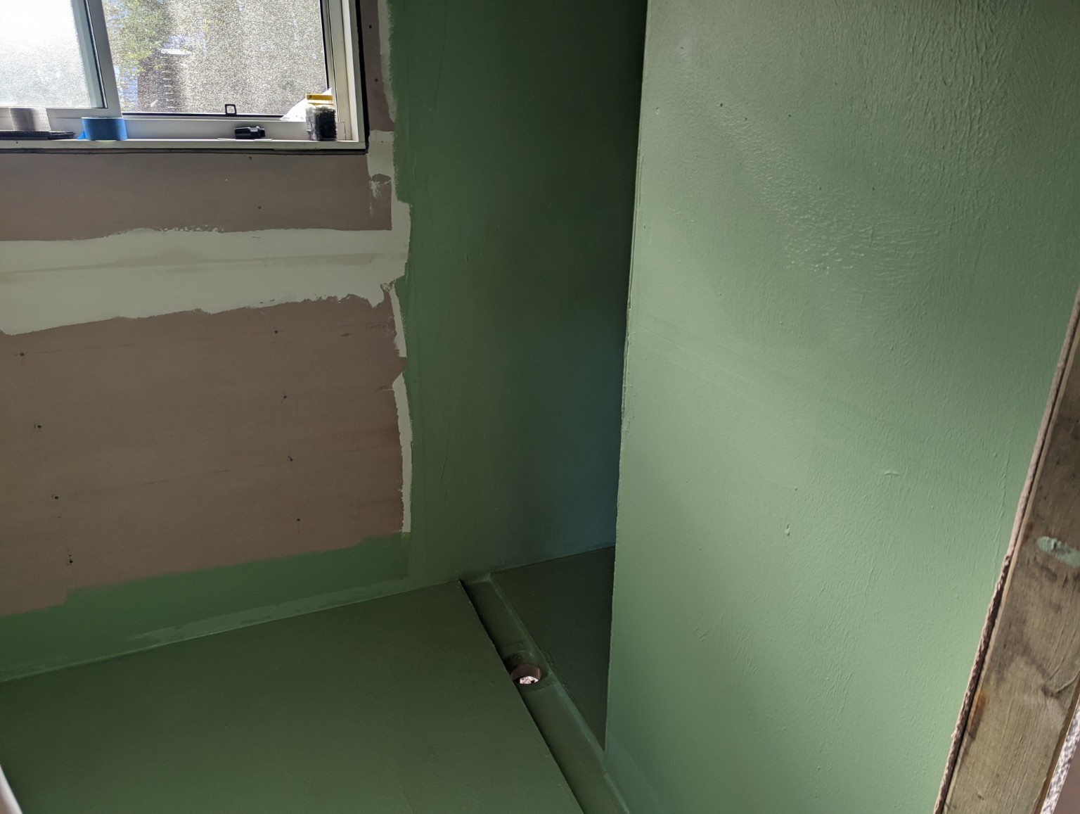East Gosford granny flat — Shower preparation during construction