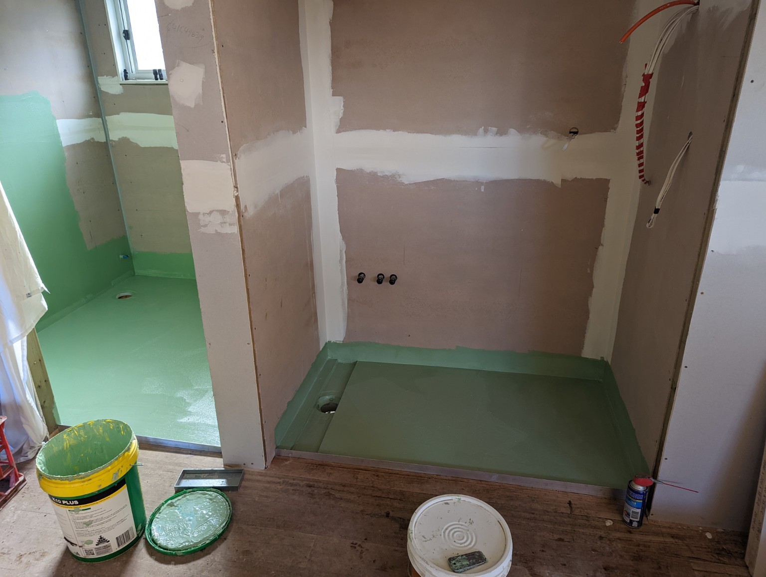 East Gosford granny flat — Wet-area preparation during construction