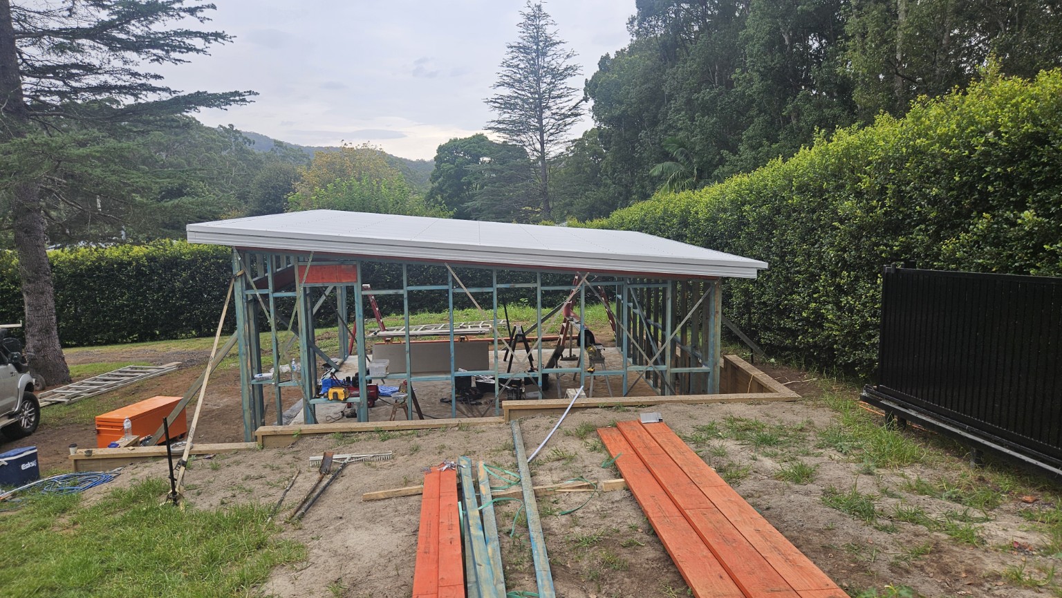 Erina Heights garage — Garage framing and roofing progress