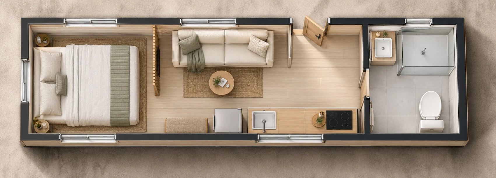 Scandi Light furnished overhead layout visualisation