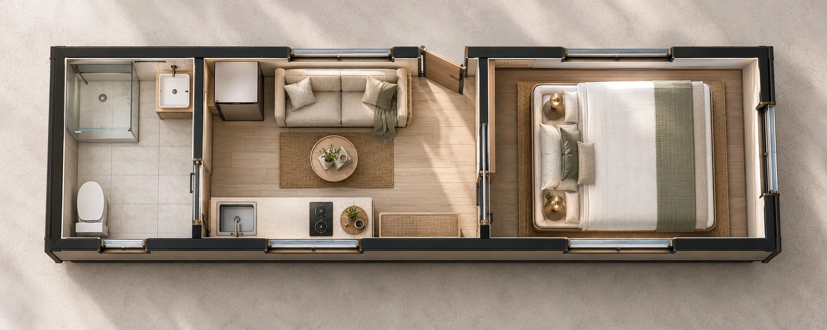 Balinese Retreat furnished overhead layout visualisation